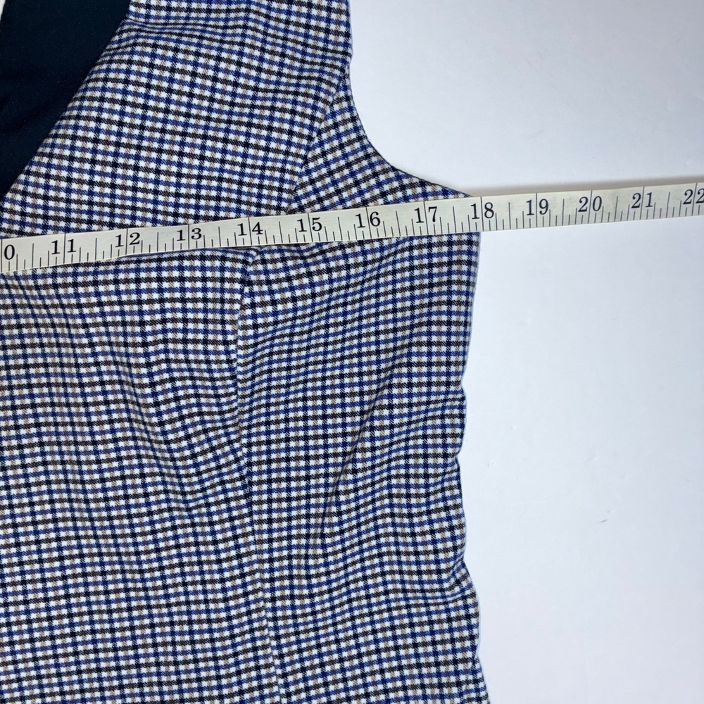 Banana Republic Gingham Plaid Sheath Dress 10 Blue V-Neck Midi Dark Academia Mod - Picture 7 of 8